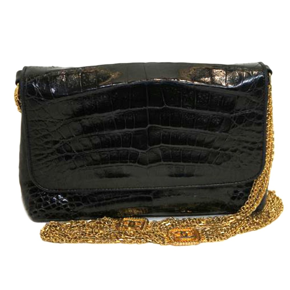 Chanel Crocodile Chain Shoulder Bag Black